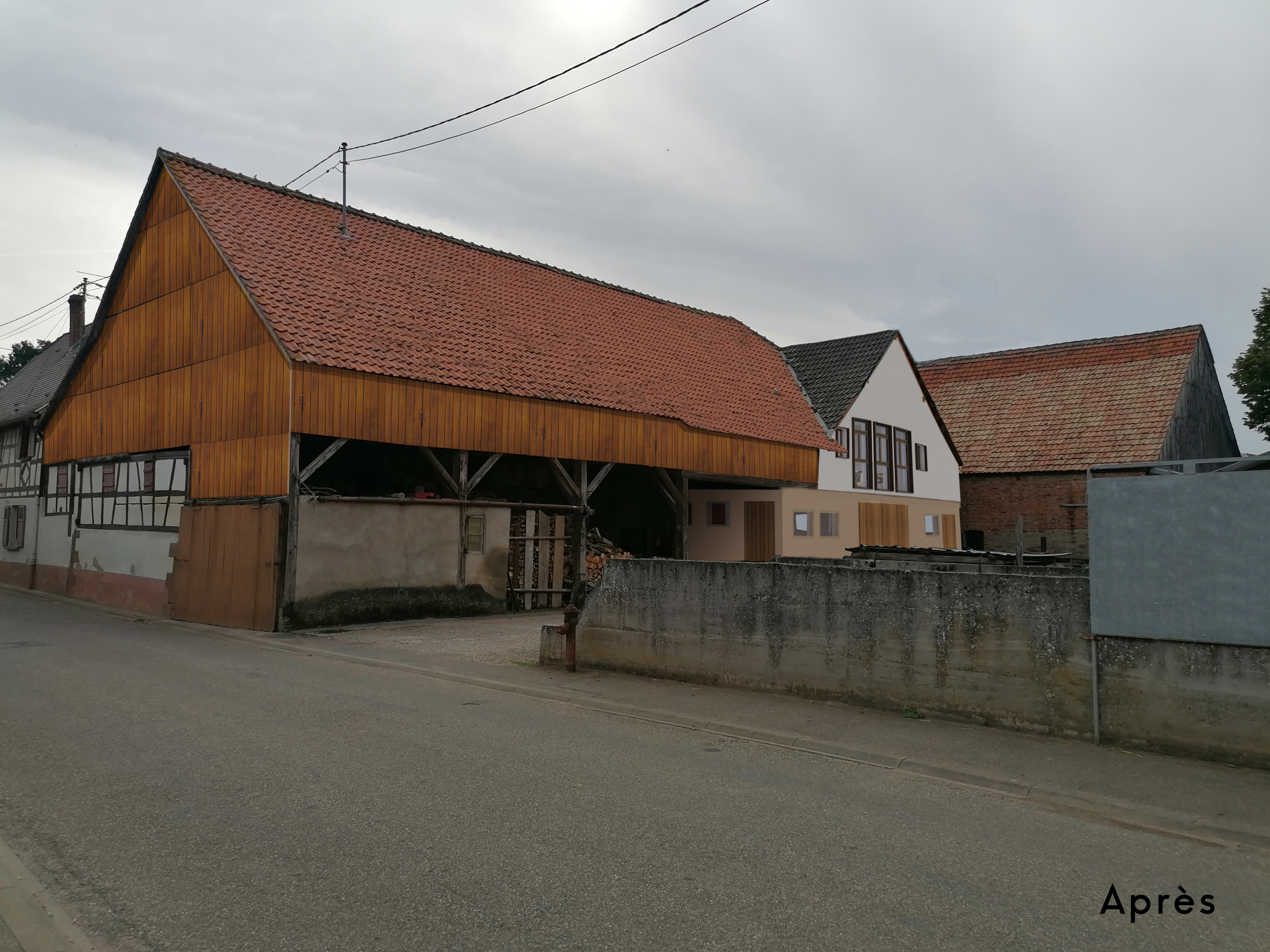 Rénovation d'une grange en un logement quatre pièces moderne dans le Bas-Rhin